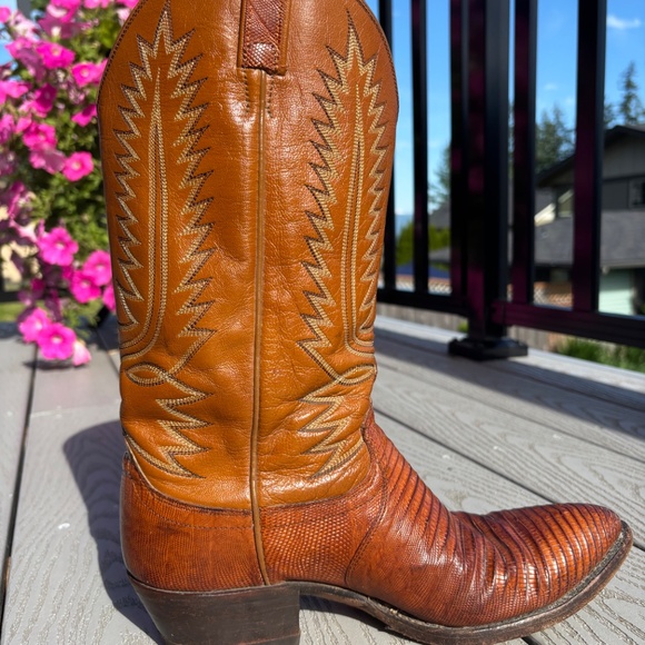 Dan Post Brown Lizard Skin Leather Western Cowboy Boots Men's Size 10D - Picture 2 of 12
